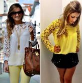 Blusa Detalhes em Renda